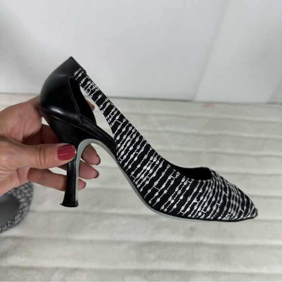 Cynthia Rowley 🦊 Black and White Peep toe Heels Sz 5.5 - Picture 7 of 8